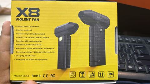 X8 Violent Fan – Portable Mini Turbo Jet Fan with Digital Display