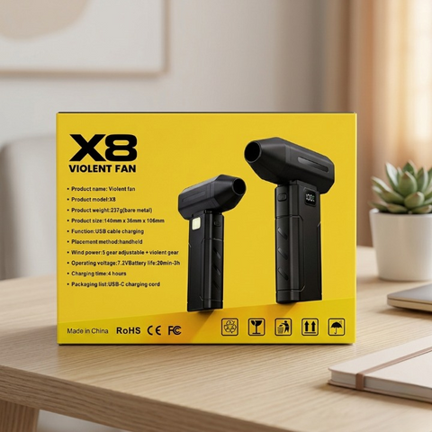 X8 Violent Fan – Portable Mini Turbo Jet Fan with Digital Display