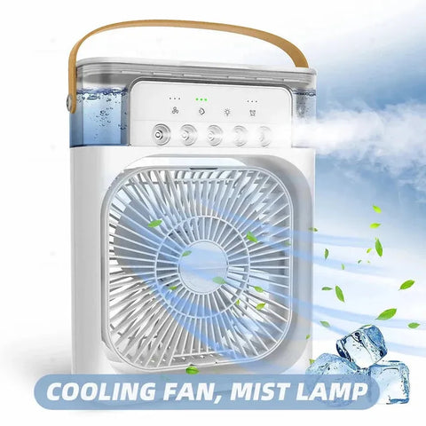 10-Inch Desktop Water Mist Fan – Portable Humidifier Air Cooler with 5-Hole Spray, 3 Speed Modes, and LED Night Light (Not Rechargeable)